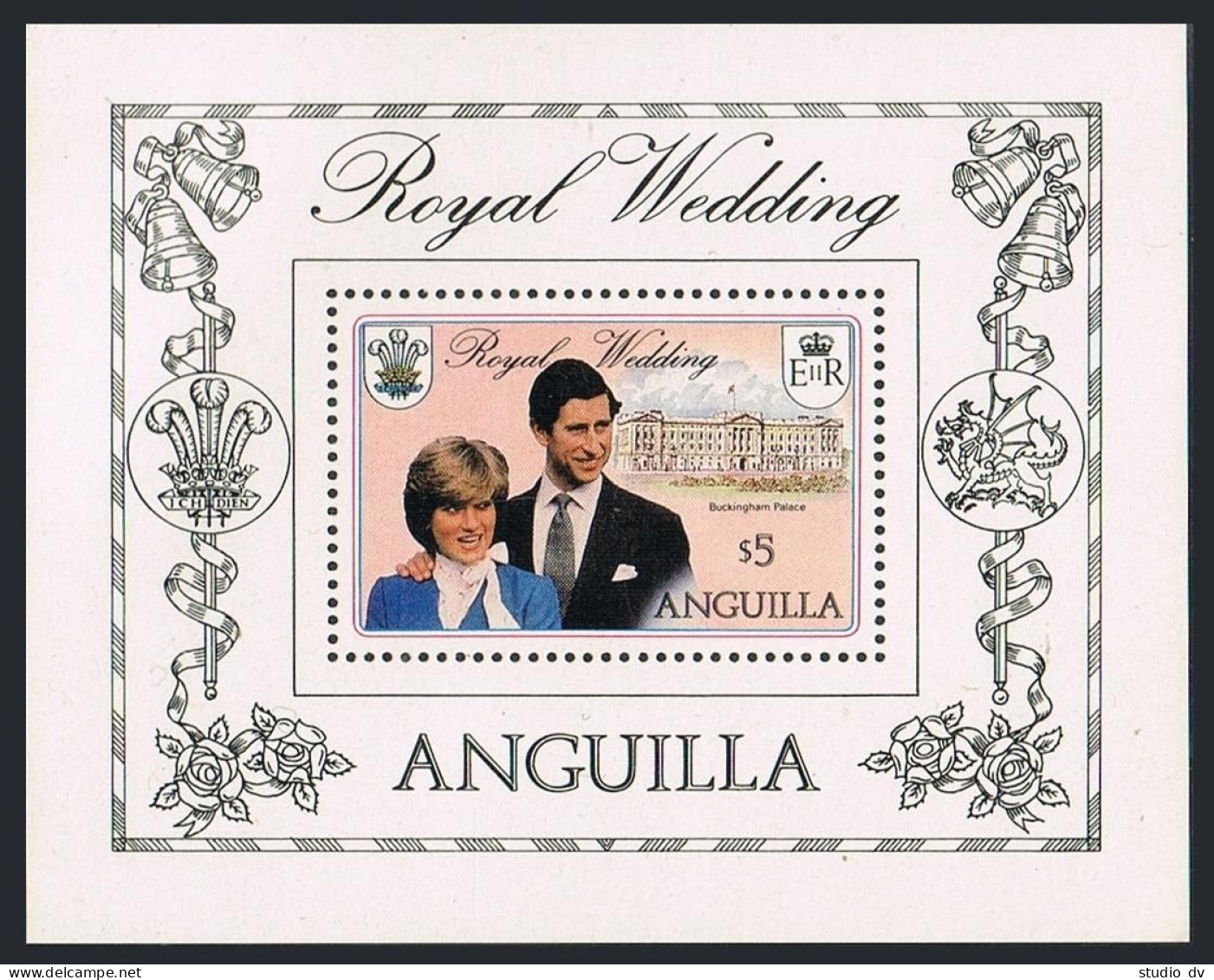 Anguilla 444-446 Gutter,447.MNH.Mi 442-443. Wedding 1981.Prince Charles,Diana. - Anguilla (1968-...)