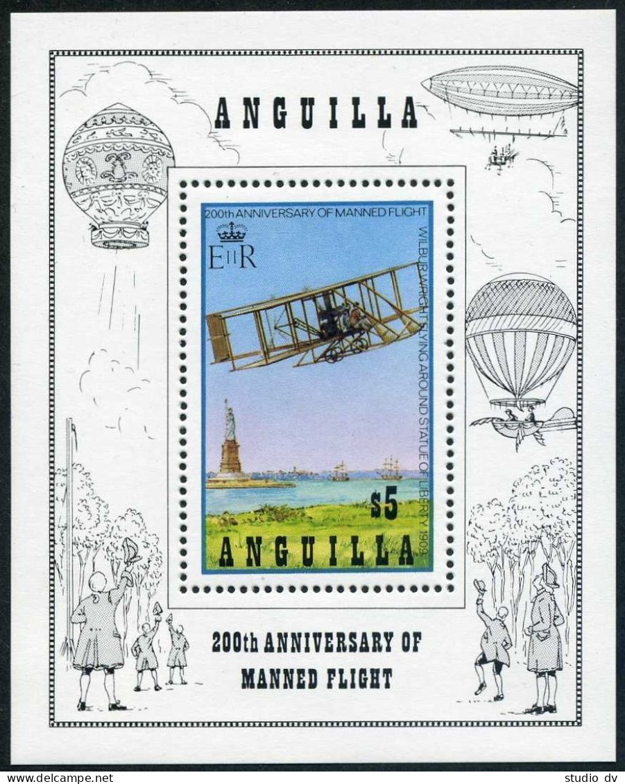 Anguilla 542-545,546, MNH. Michel 546-549,Bl.50. Manned Flight, 200th Ann. 1983. - Anguilla (1968-...)