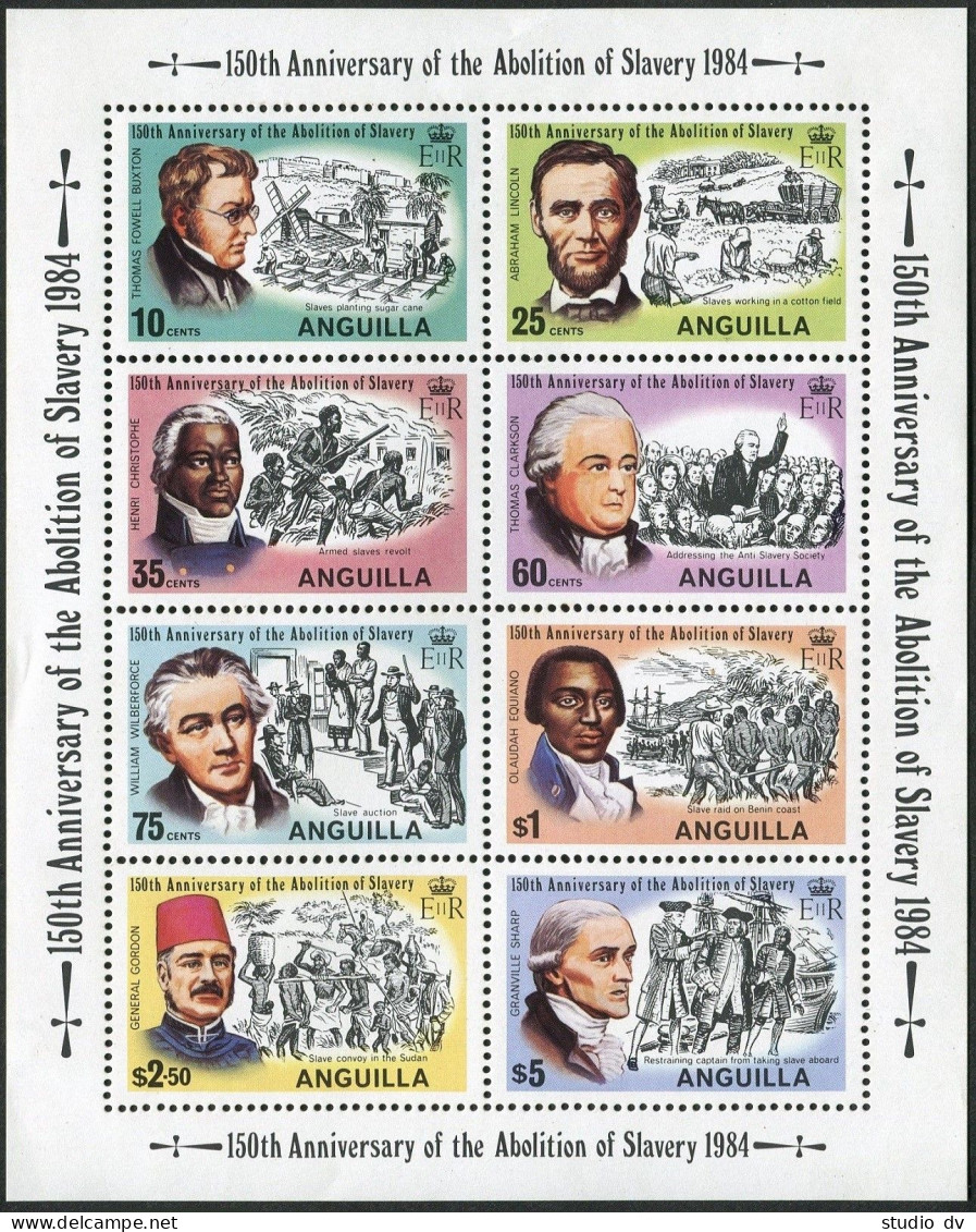 Anguilla 595a Sheet,MNH.Michel 596-603 Klb. The Abolition Of Slavery-150.1984. - Anguilla (1968-...)