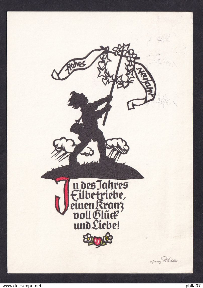 Georg Plischke - Frohes Neuhahr / Postcard Circulated, 2 Scans - Scherenschnitt - Silhouette