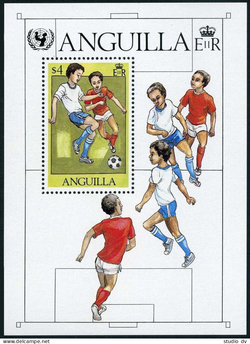 Anguilla 448-452,MNH.Michel 446-450,Bl.39.UNICEF-35,1981.Games.Soccer,Dog,Turtle - Anguilla (1968-...)