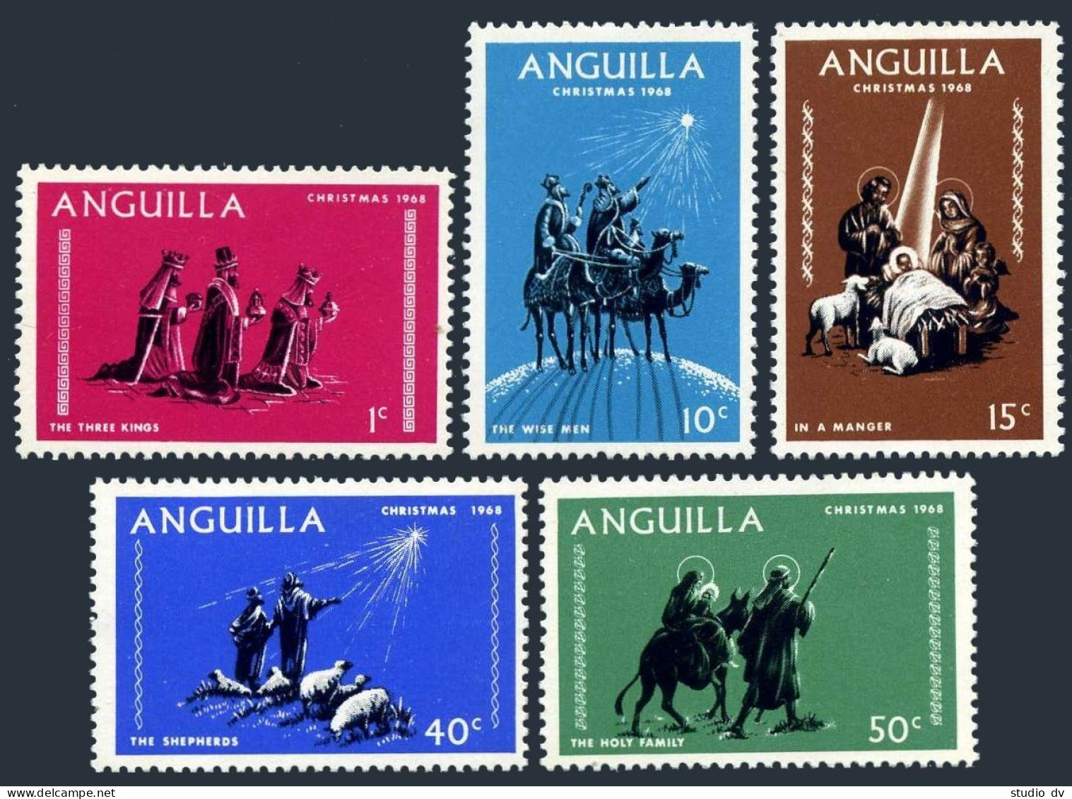 Anguilla 44-48, MNH. Mi 44-48. Christmas 1968.Three Kings, Holy Family, Shepherd - Anguilla (1968-...)