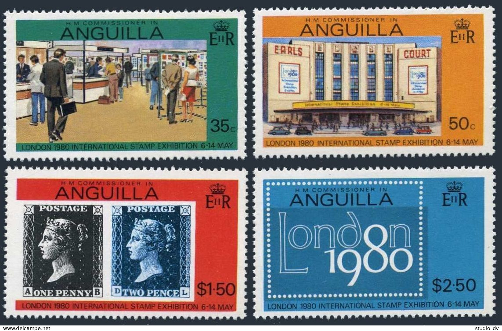 Anguilla 371-374,374a Sheet,MNH.Michel 369-372,Bl.29. PhilEXPO LONDON-1980. - Anguilla (1968-...)