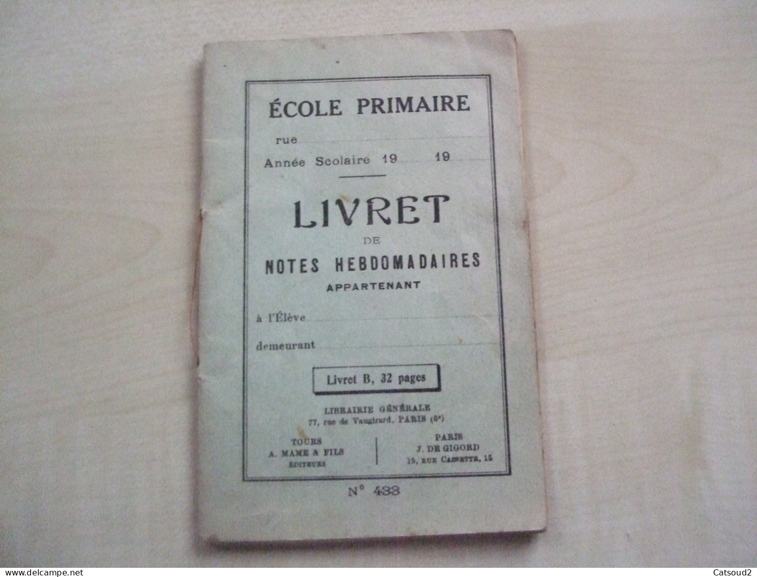 Ancien Livret De Note ECOLE PRIMAIRE DE DAUMESNIL 1928/1929 - Diploma & School Reports