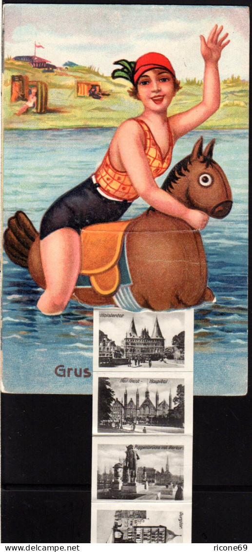 Gruss Aus Lübeck, 1937 Gebr. Farb-Leporello AK M. 10 Bildern - Autres & Non Classés