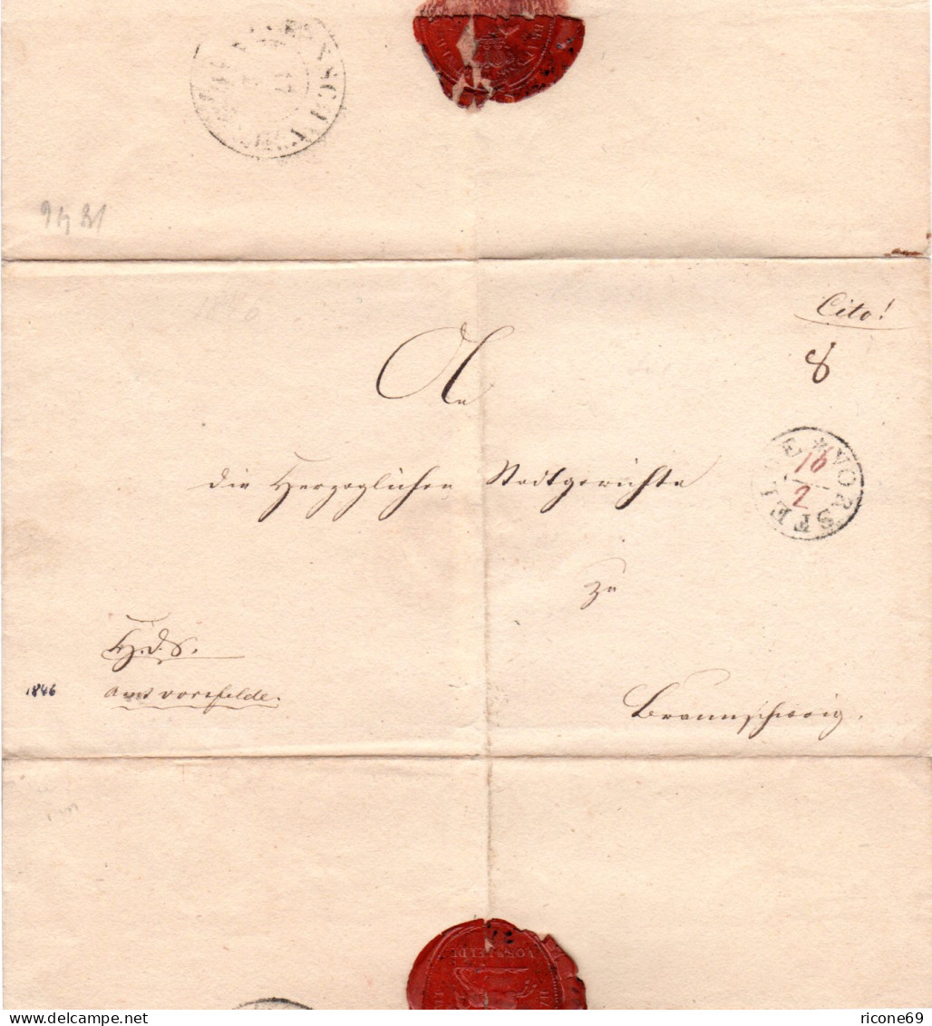 Braunschweig 1846, Fingerhut-K1 VORSFELDE M. Hds. Datum Auf Brief M. Cito! - Préphilatélie