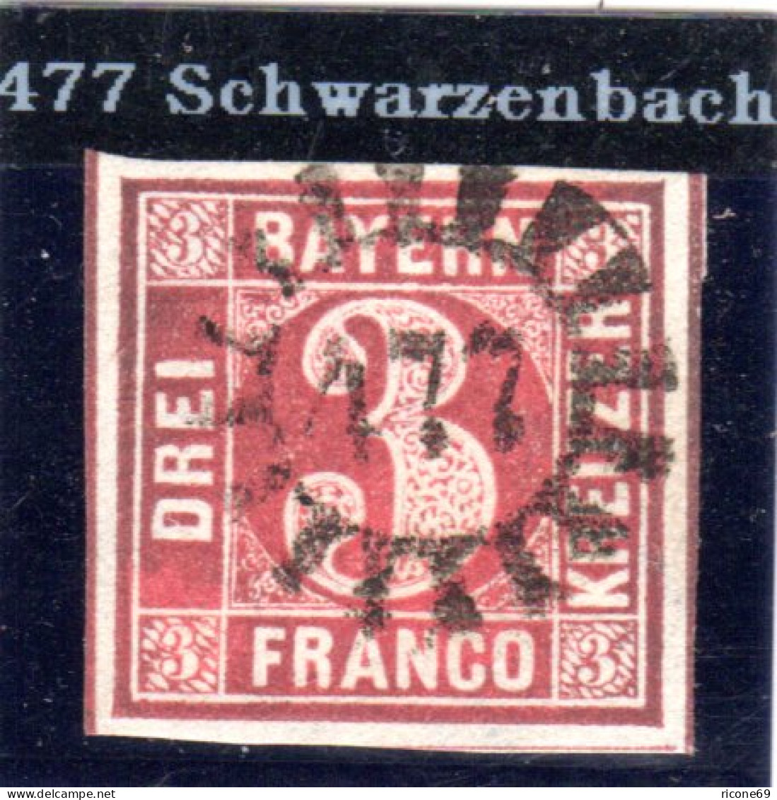Bayern, MR 477 SCHWARZENBACH Klar U. Zentrisch Auf Breitrandiger 3 Kr. - Briefe U. Dokumente