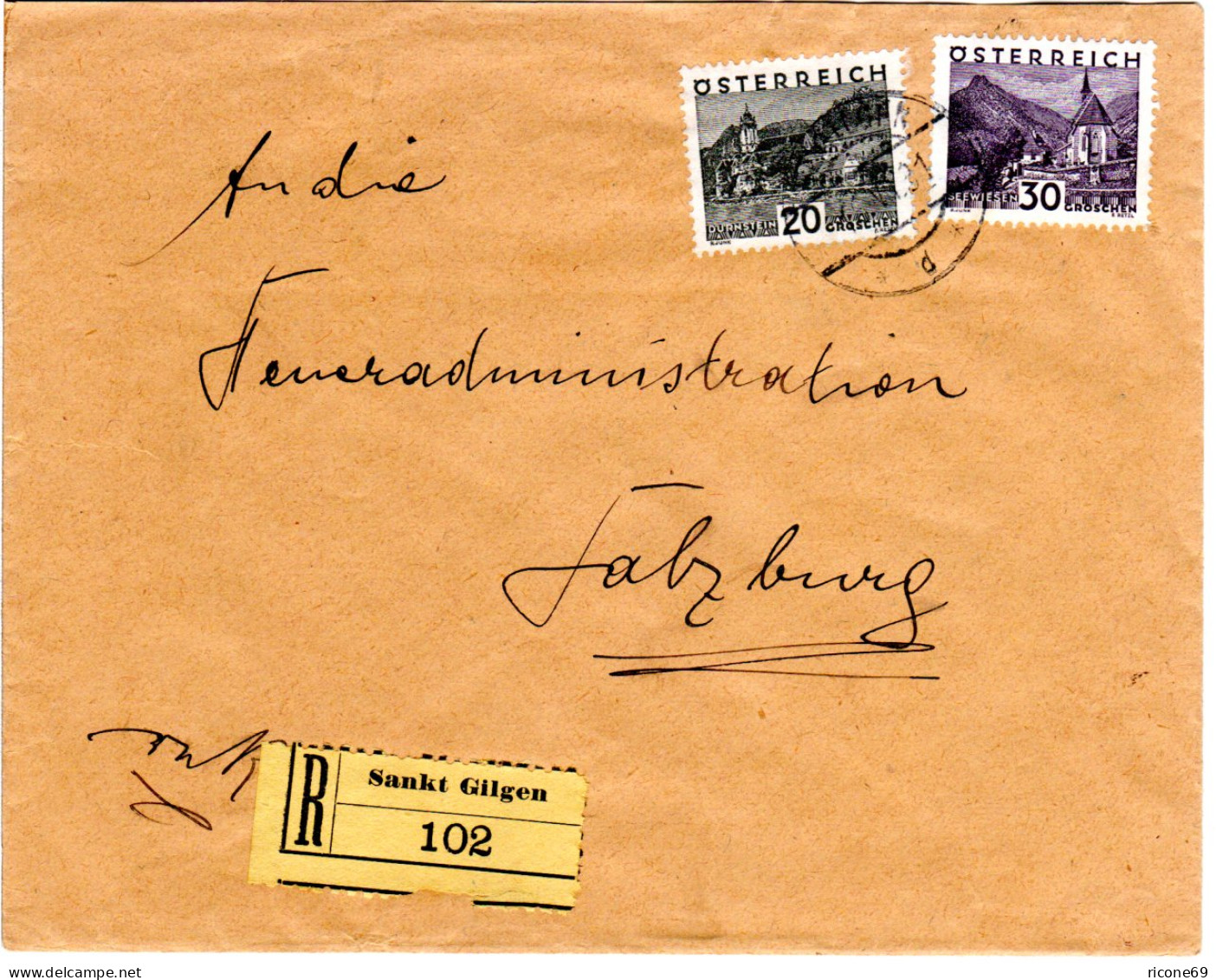 Österreich 1931, 20+30 H. Auf Einschreiben Brief V. Sankt Gilgen - Storia Postale