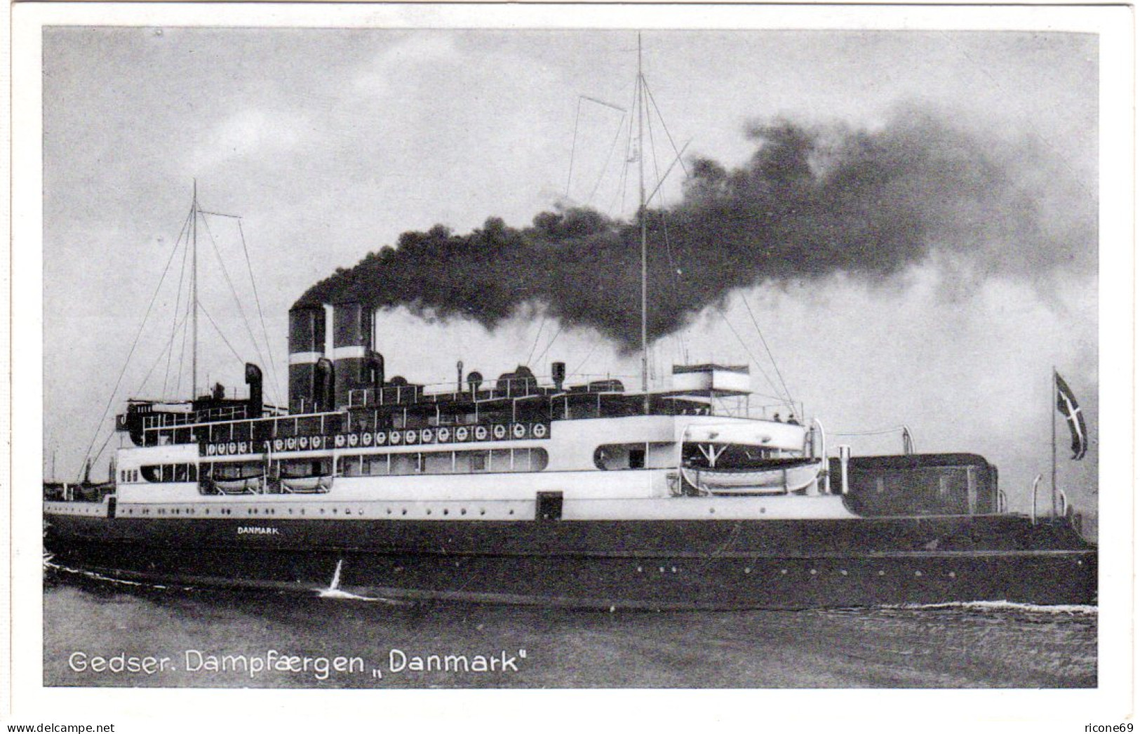 Dänemark, Gedser Dampfschiff Fähre Danmark, Ungebr. Sw-AK  - Other & Unclassified