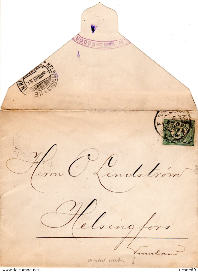 NL 1903, 2 1/2 C. Auf Drucksache Brief V. S`Gravenhage Nach Finnland. - Autres & Non Classés