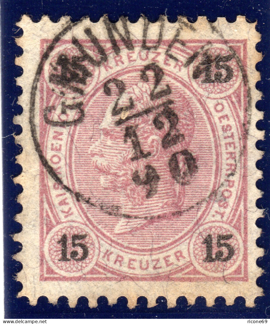 Österreich 15 Kr. M. Zentr. Oberösterreich Fingerhut-Stpl. GMUNDEN - Storia Postale