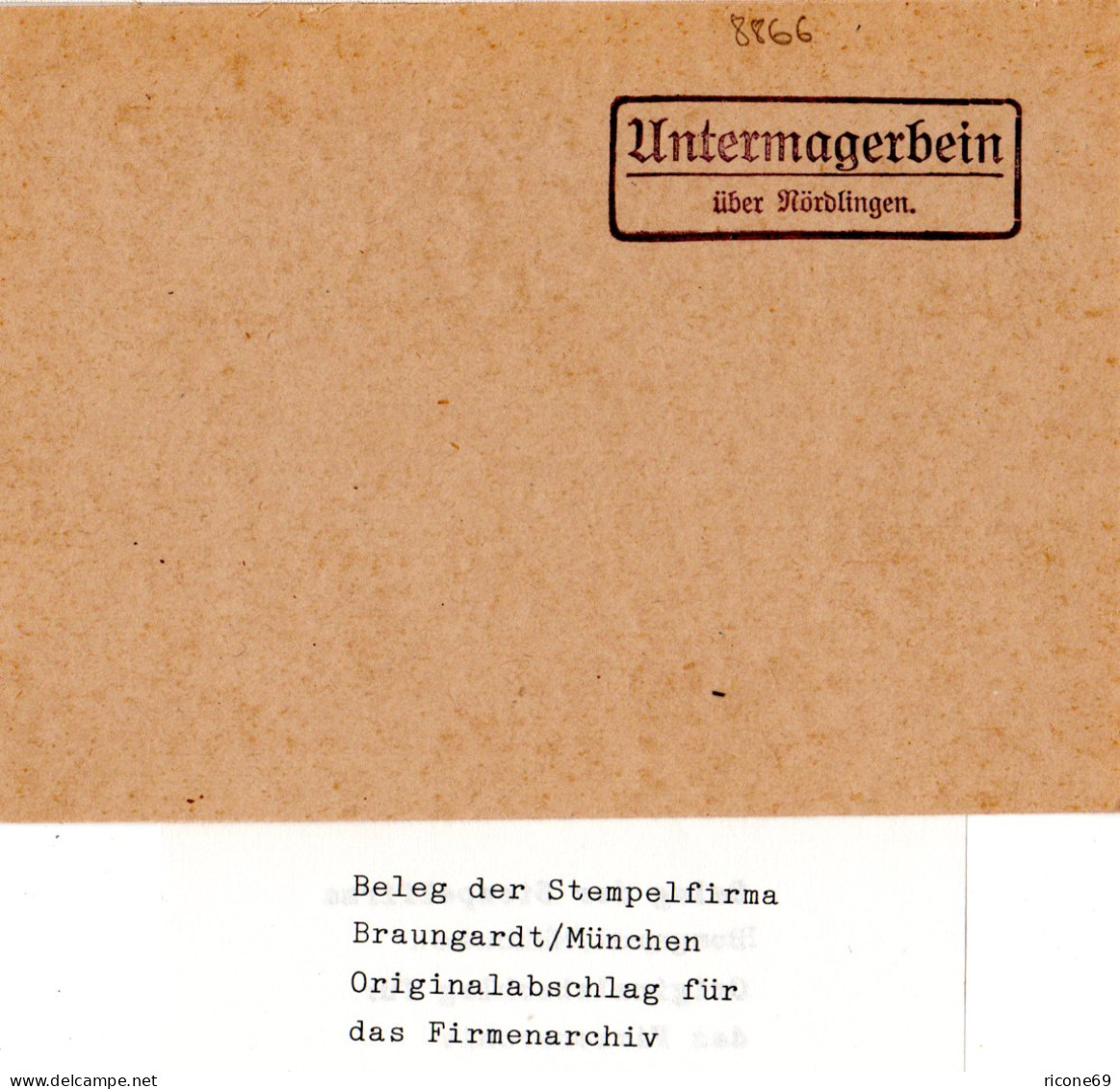 Landpoststellen Stpl. UNTERMAGERBEIN über Nördlingen, Originalprobe Aus Archiv - Cartas & Documentos