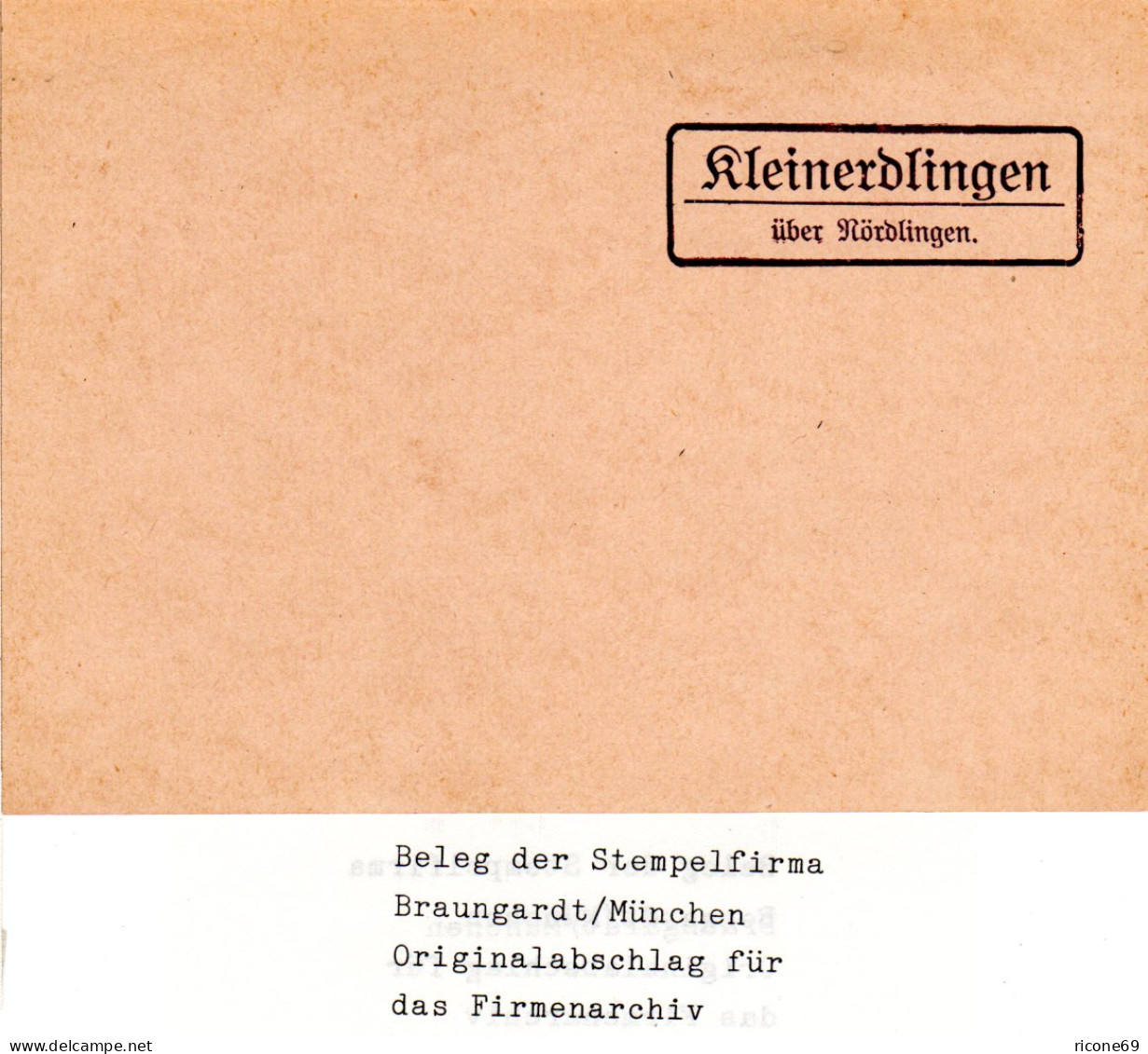 Landpoststellen Stpl. KLEINERDLINGEN über Nördlingen, Originalprobe Aus Archiv - Briefe U. Dokumente