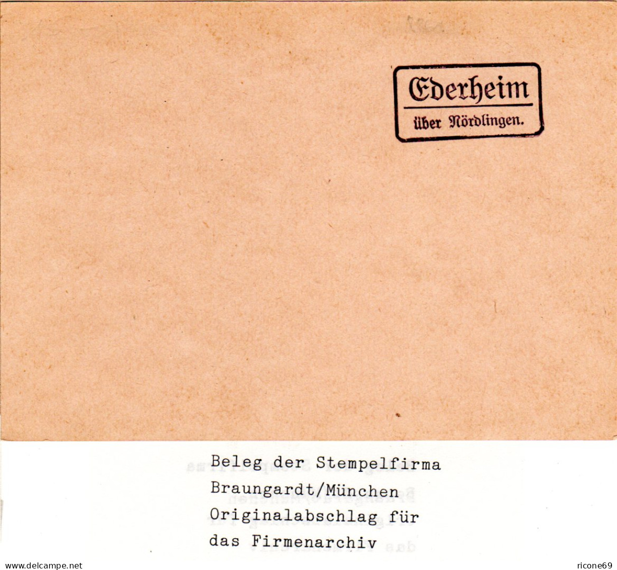 Landpoststellen Stpl. EDERHEIM über Nördlingen, Originalprobe Aus Archiv - Covers & Documents