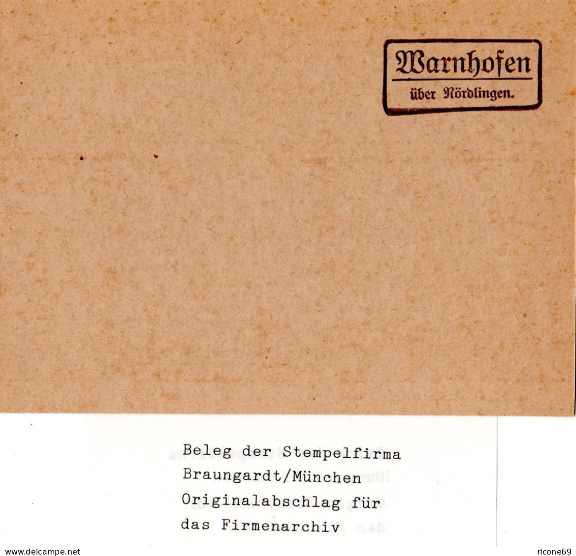 Landpoststellen Stpl. WARNHOFEN über Nördlingen, Originalprobe Aus Archiv - Lettres & Documents