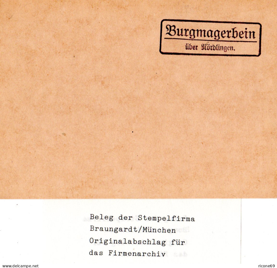 Landpoststellen Stpl. BURGMAGERBEIN über Nördlingen, Originalprobe Aus Archiv - Cartas & Documentos