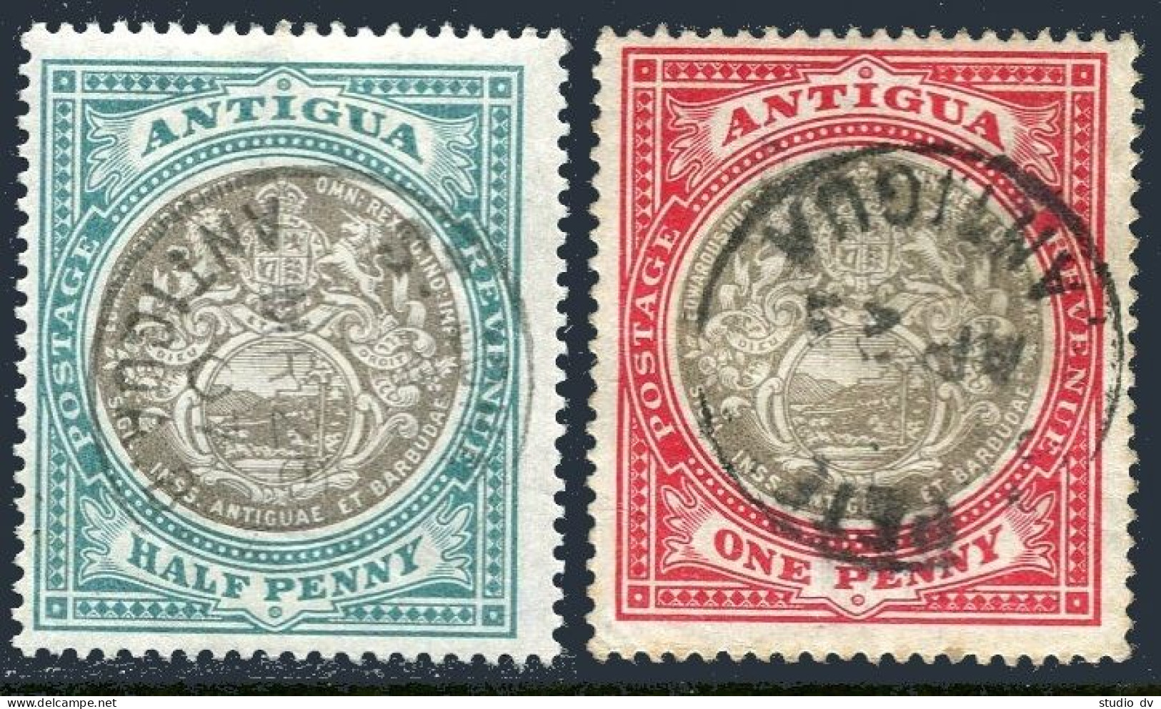 Antigua 21-22, Used. Michel 21-22. Seal Of The Colony, 1903. - Antigua Et Barbuda (1981-...)