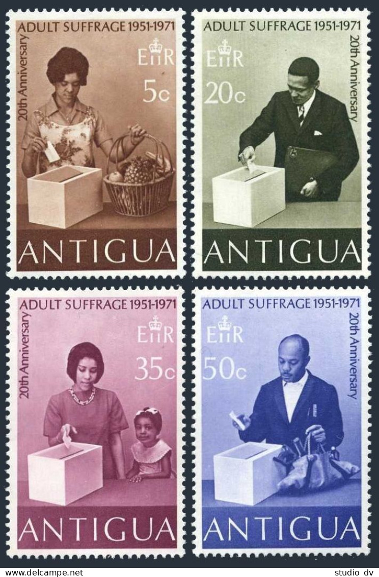 Antigua 267-270, MNH. Mi 256-259. Adult Suffrage-20,1971. Voting By Market Woman - Antigua Et Barbuda (1981-...)