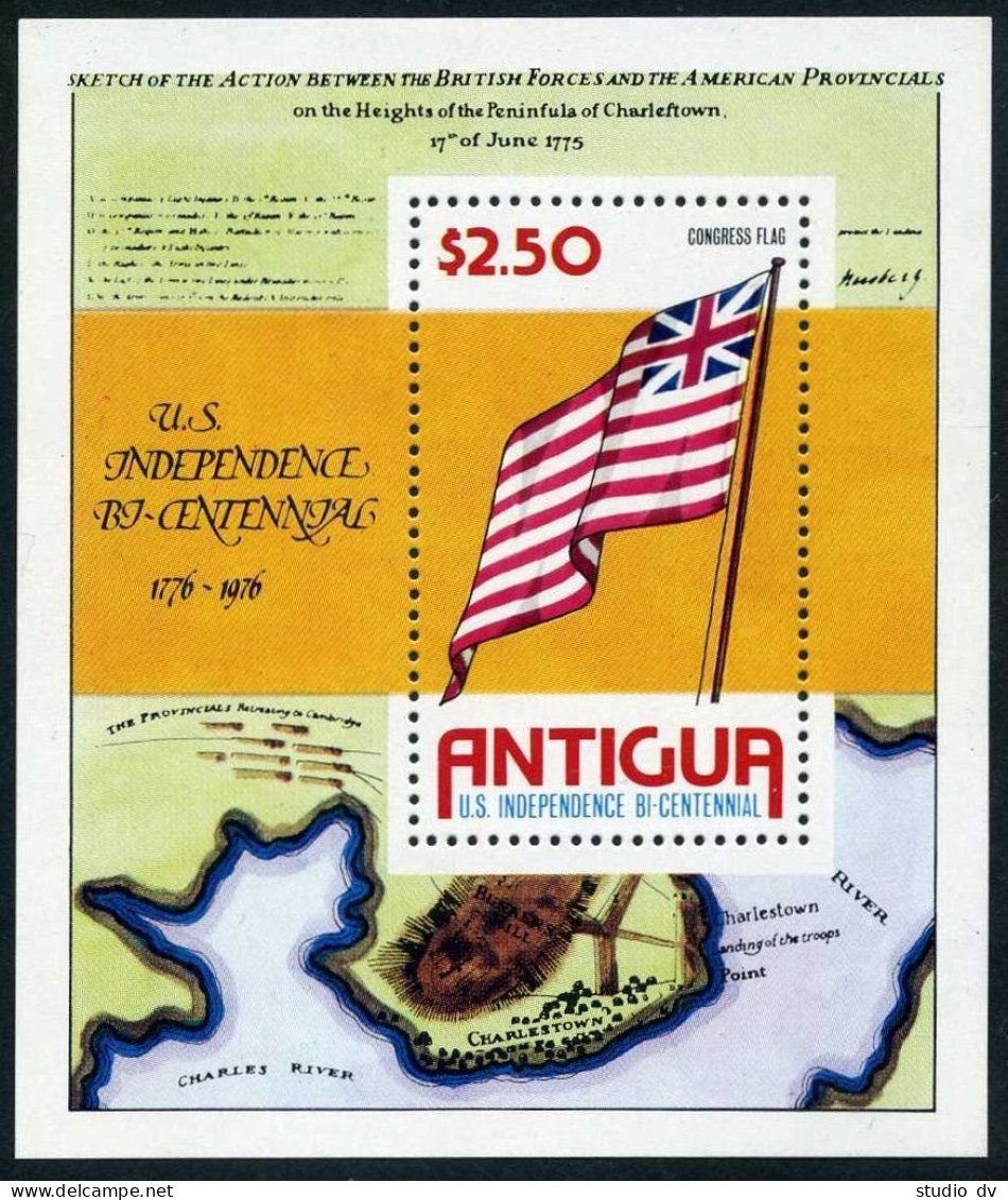 Antigua 423-430, Hinged. Mi 417-423, Bl.24. American Bicentennial,1976. Infantry - Antigua Et Barbuda (1981-...)