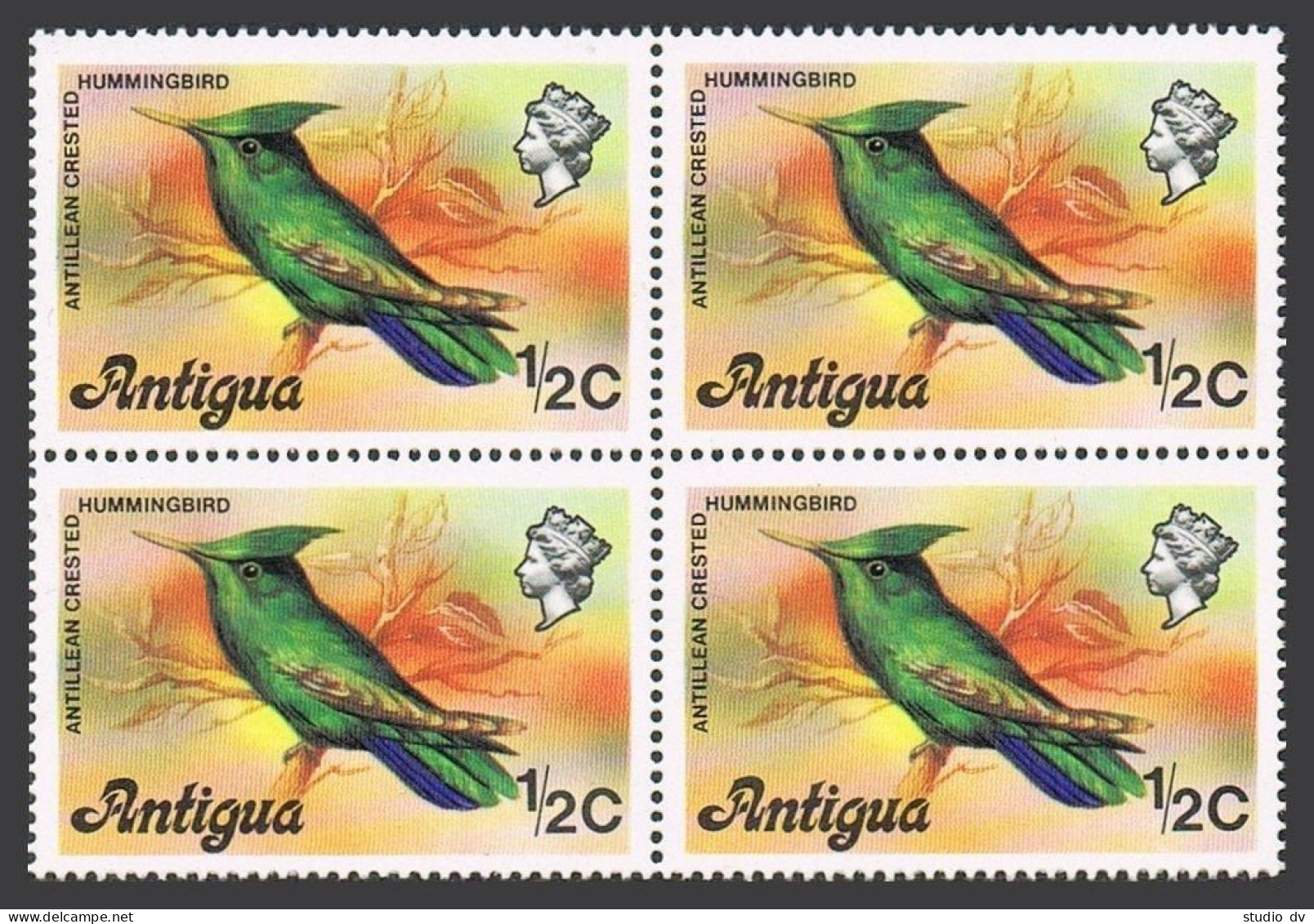 Antigua 405 Block/4,MNH.Michel 399. Birds 1976.Antillean Crested Hummingbird. - Antigua And Barbuda (1981-...)