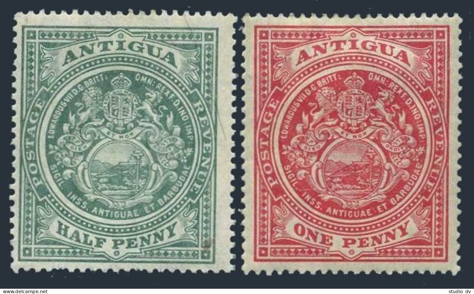 Antigua 31-32, Hinged. Michel 26-27. Seal Of The Colony, 1908. - Antigua Et Barbuda (1981-...)