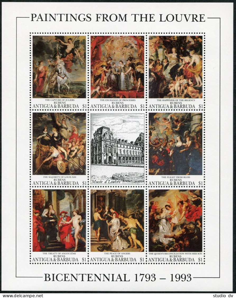 Antigua 1647-1648 Ah Sheets, MNH. Mi 1753-1768. Louvre Museum,200, 1993. Rubens. - Antigua And Barbuda (1981-...)