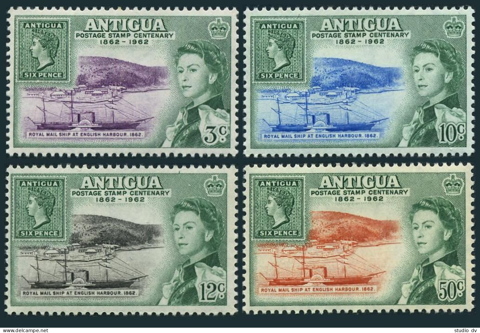 Antigua 129-132,lightly Hinged.Michel 123-126. Antigua Stamps-100.Steam Packet. - Antigua And Barbuda (1981-...)