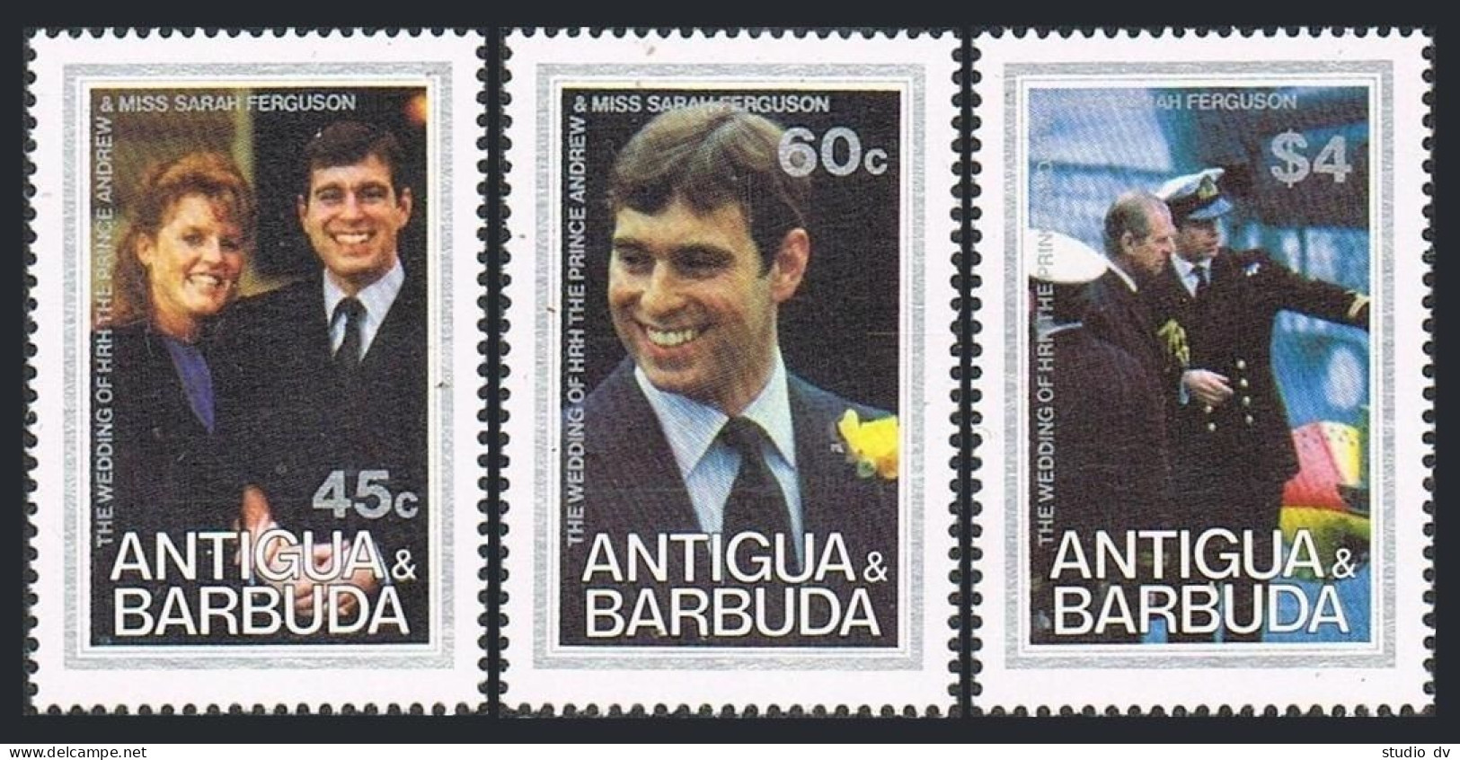 Antigua 939-941,MNH. Mi 949-951. Wedding Of Prince Andrew & Sarah Ferguson,1986. - Antigua And Barbuda (1981-...)