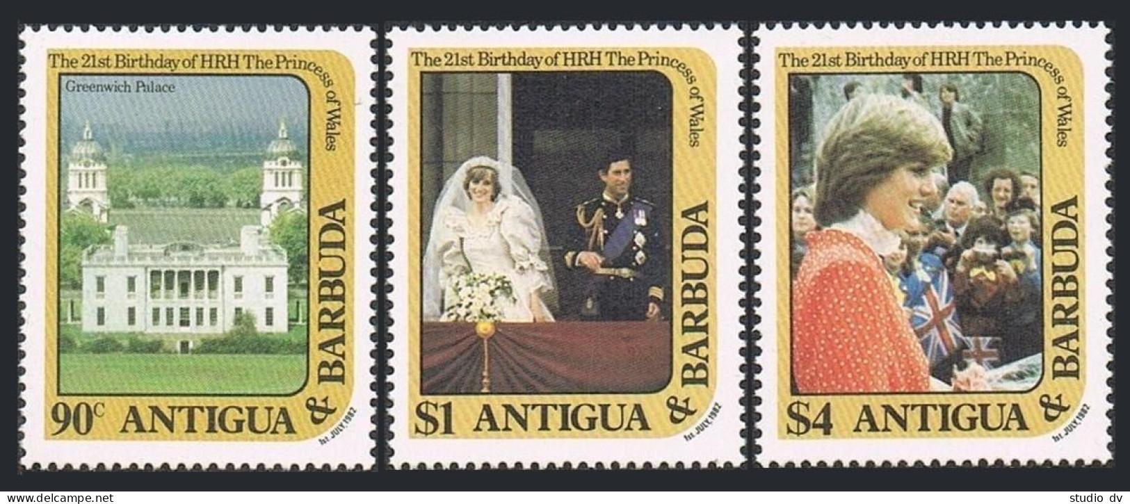 Antigua 663-665, MNH. Michel 674-676. Princess Diana, 21st Birthday, 1982. - Antigua En Barbuda (1981-...)