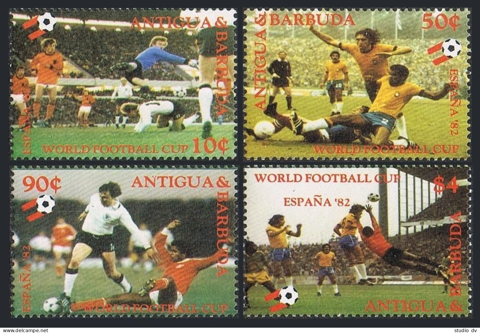 Antigua 648-651, MNH. Michel 659-662. World Soccer Cur Spain-1982. - Antigua And Barbuda (1981-...)