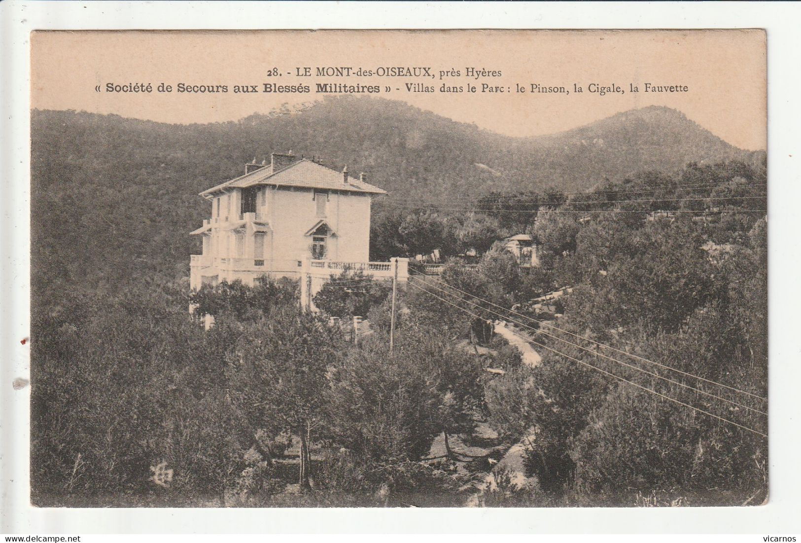 CP 83 LE MONT DES PISEAUX Societé De Secours Aux Bléssés Militaires Villas Dans Le Parc - Hyeres