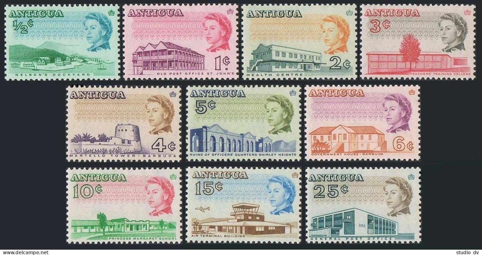 Antigua 167-176 Short Set, MNH. Michel 156A-171A. Views 1966. - Antigua Y Barbuda (1981-...)