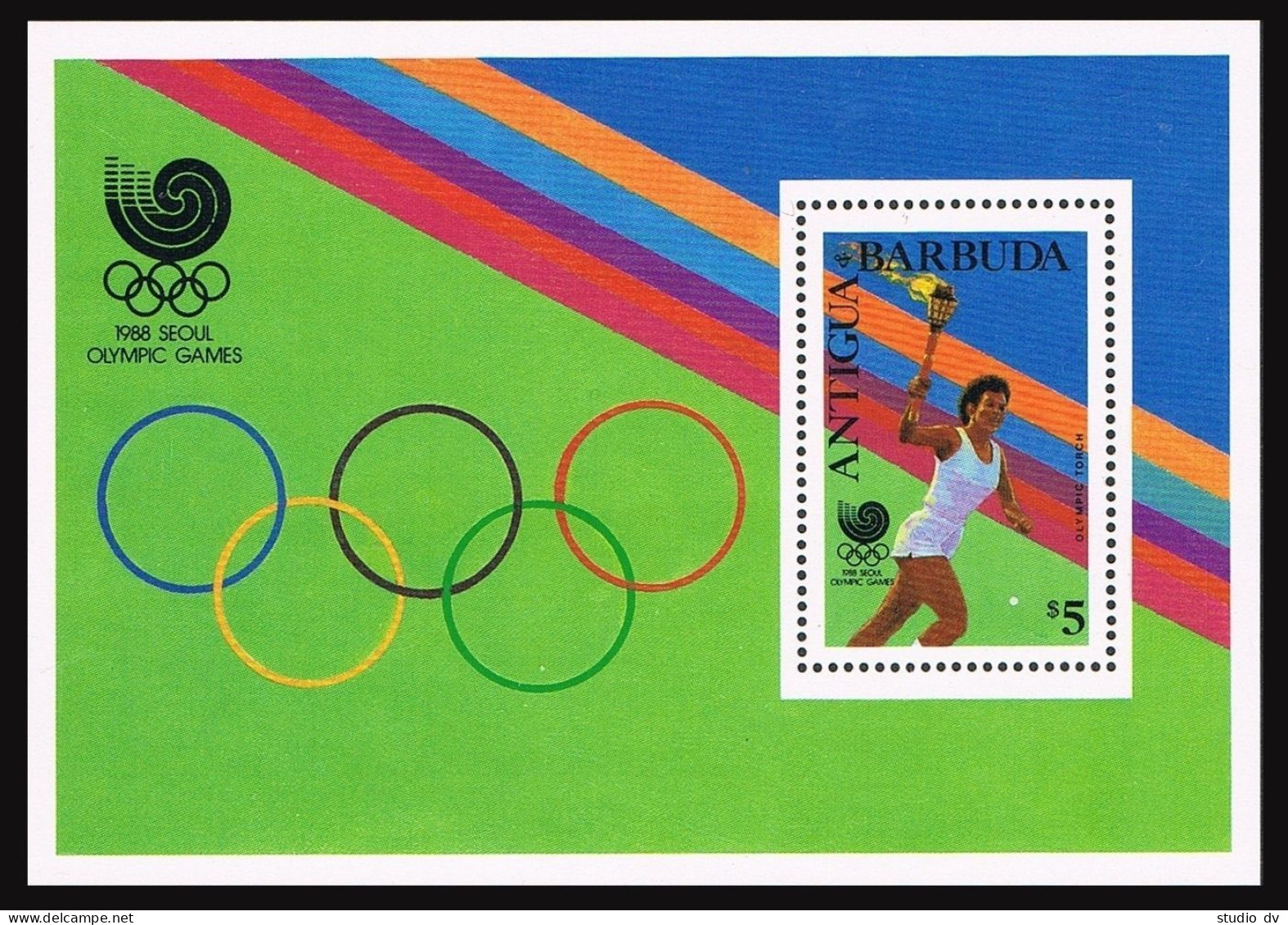 Antigua 1140-1143,1144, MNH. Mi 1161-1164,Bl.147. Olympics Seoul-1988.Gymnastic, - Antigua En Barbuda (1981-...)