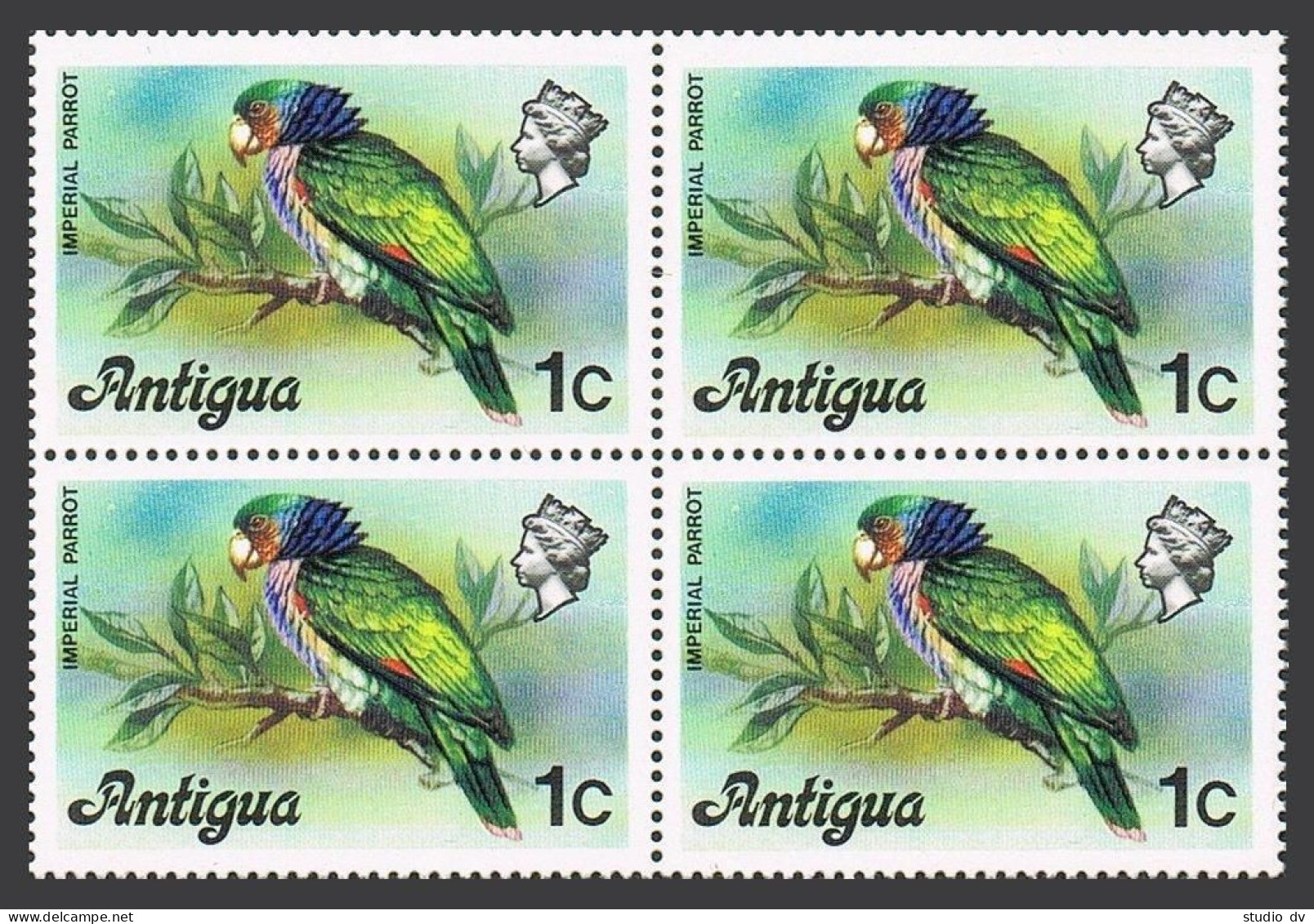 Antigua 406 Block/4,MNH.Michel 400. Birds 1976.Imperial Parrot. - Antigua Y Barbuda (1981-...)