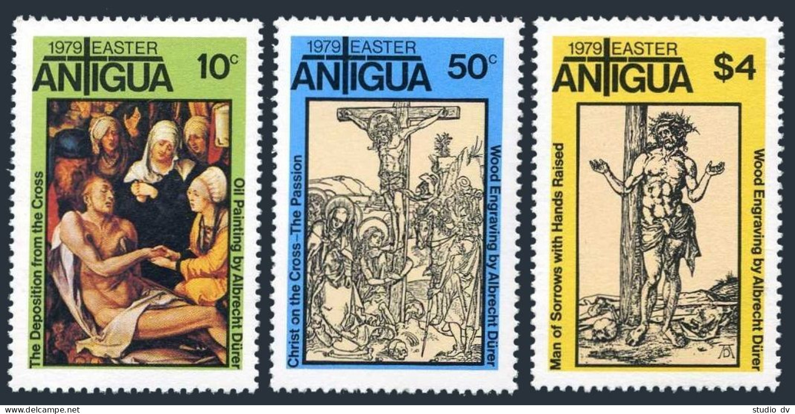 Antigua 533-536,MNH.Mi 534-536,Bl.41. Easter-1979.Wood Engraving,Albrecht Durer. - Antigua Y Barbuda (1981-...)