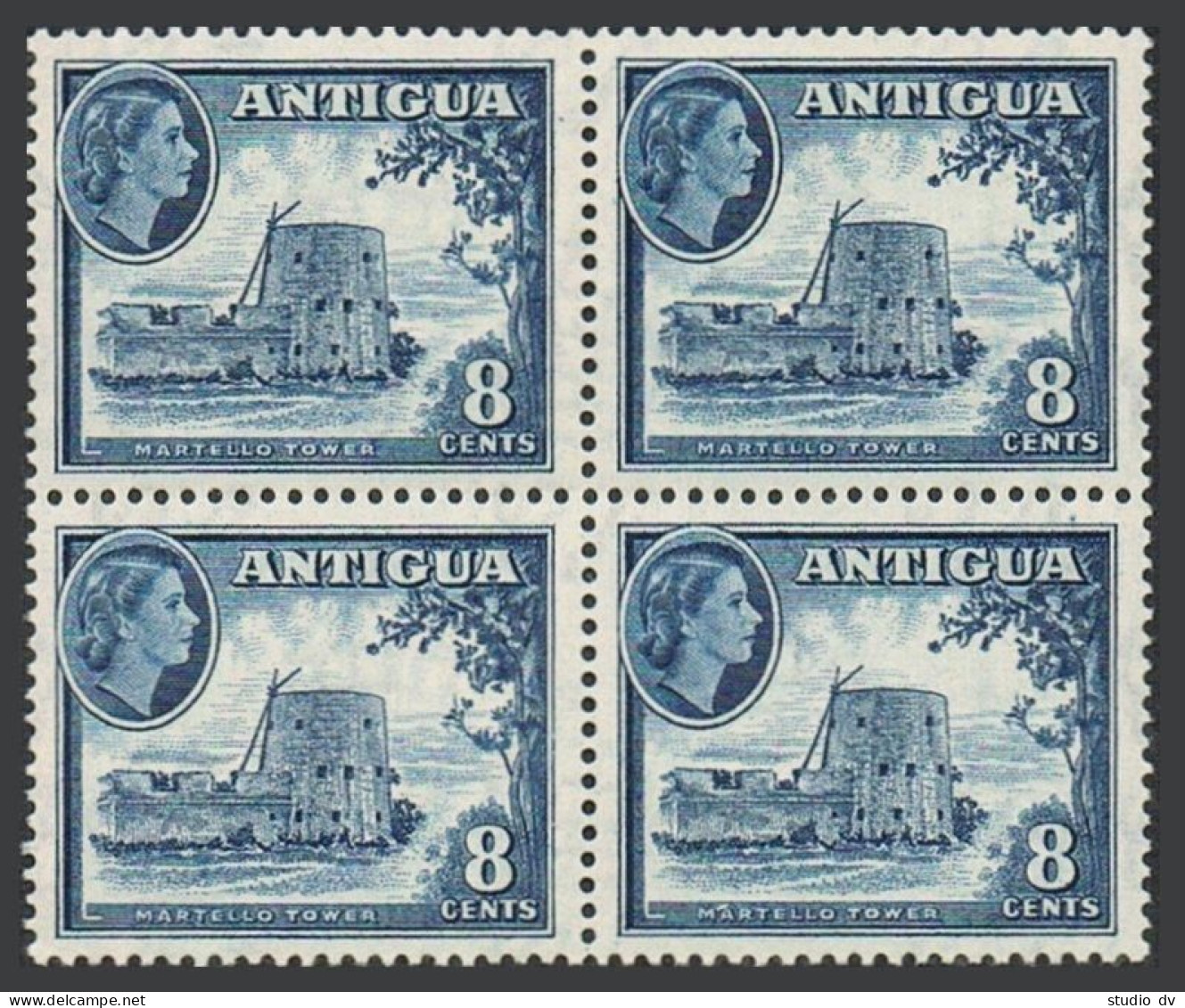 Antigua 114 Block/4, MNH. Michel 108. QE II 1953. Martello Tower. - Antigua And Barbuda (1981-...)