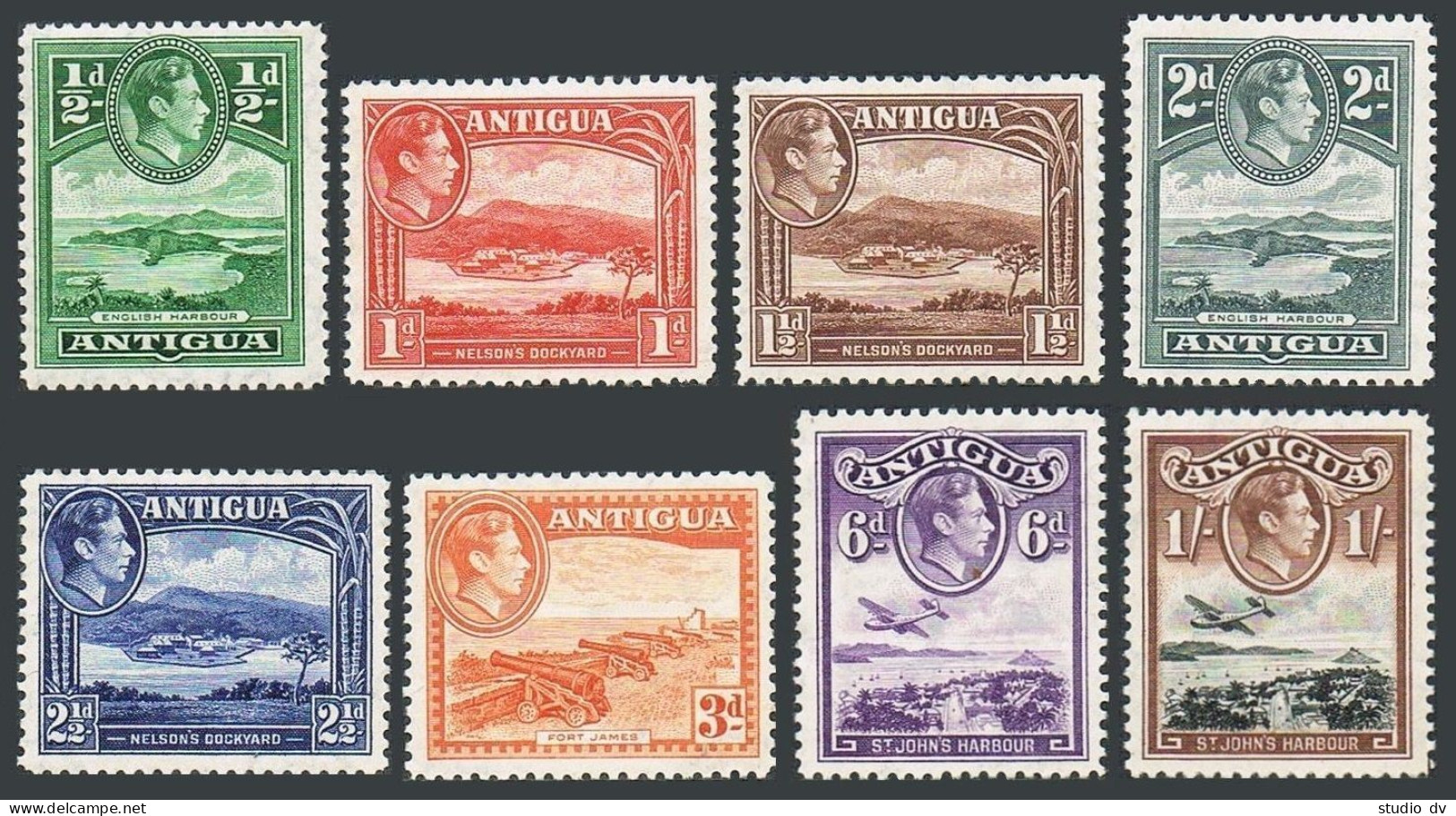 Antigua 84-91, MNH. Mi 78-89. George VI. English Harbor, Nelson's Dockyard, Fort - Antigua Y Barbuda (1981-...)