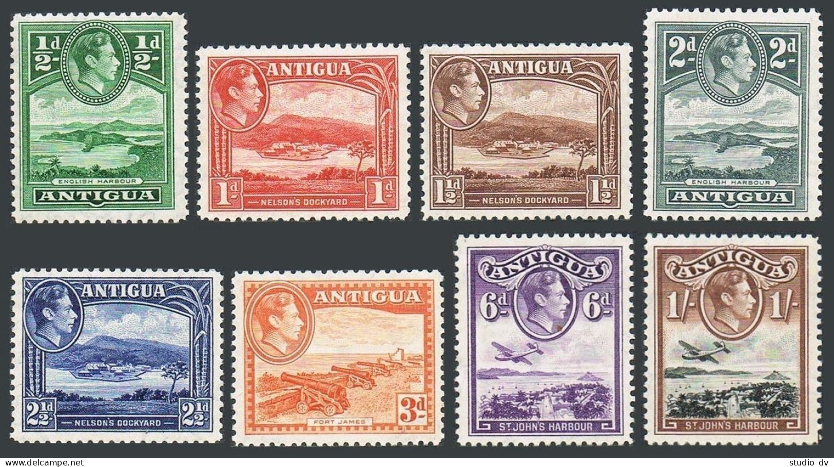 Antigua 84-91, MNH. Mi 78-89. George VI. English Harbor, Nelson's Dockyard, Fort - Antigua En Barbuda (1981-...)