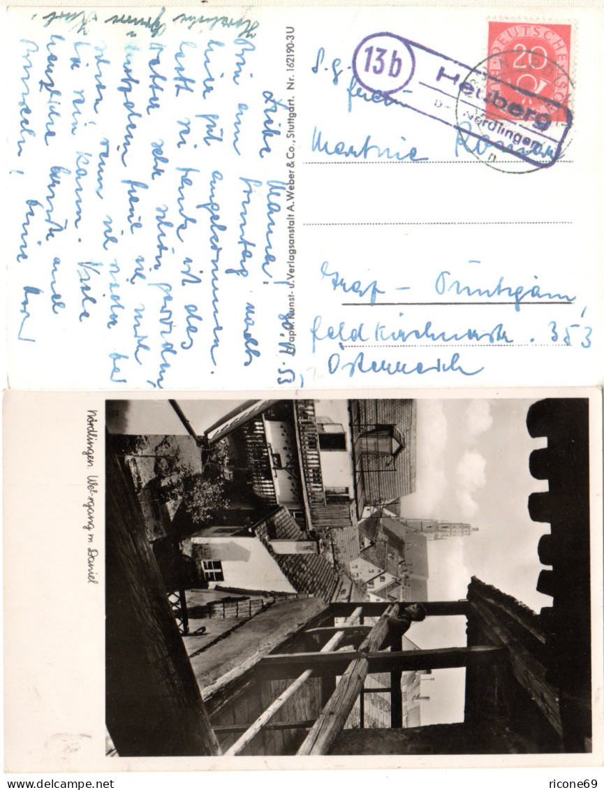 1953, HEUBERG über Nördlingen, Landpost Stpl. Auf AK M. 20 Pf. N. Österreich - Lettres & Documents