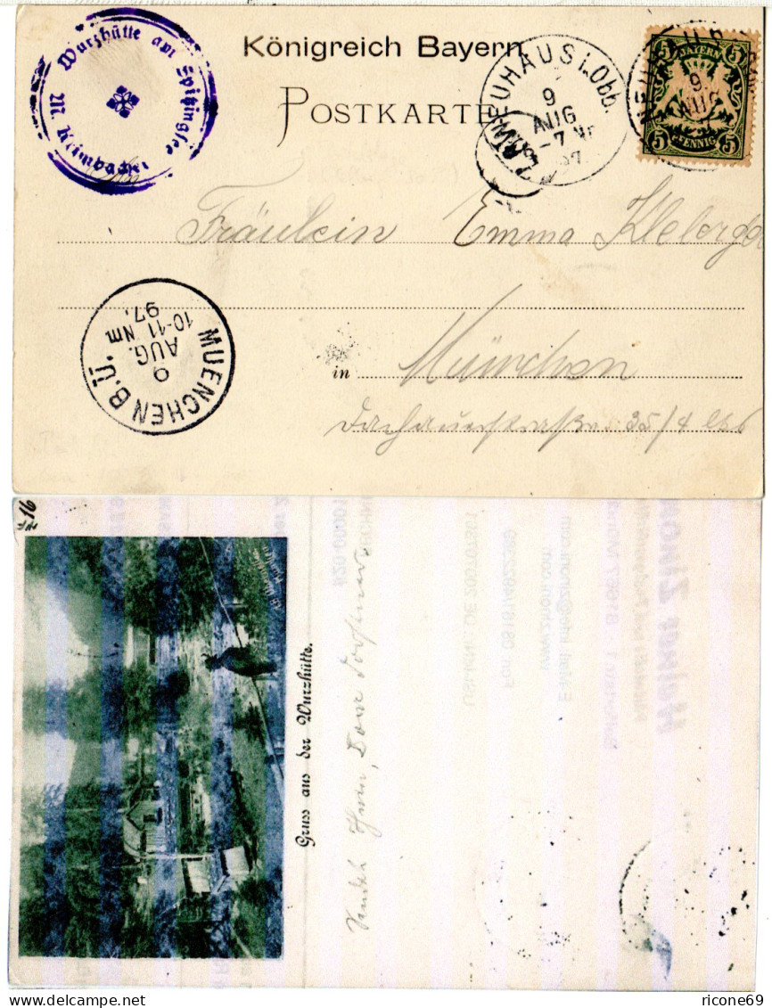 Bayern 1897, Postablage-K1 NEUHAUS I. Obb. Auf Gruss Aus-AK M. 5 Pf. (Sem 100.-) - Brieven En Documenten