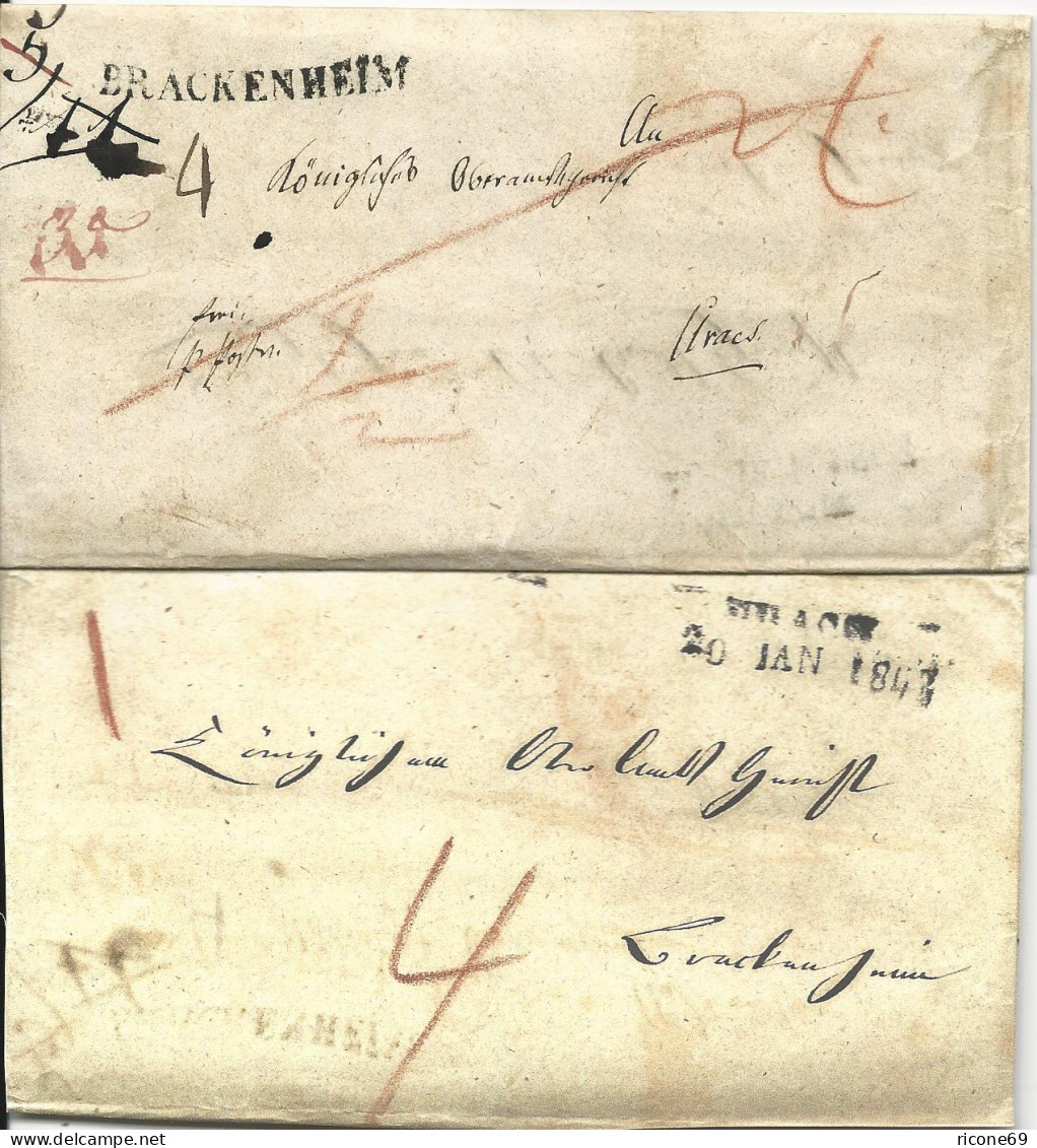 Württemberg 1842, L1 BRACKENHEIM U. Innen L2 URACH Auf 2mal Verwendetem Brief - Prefilatelia