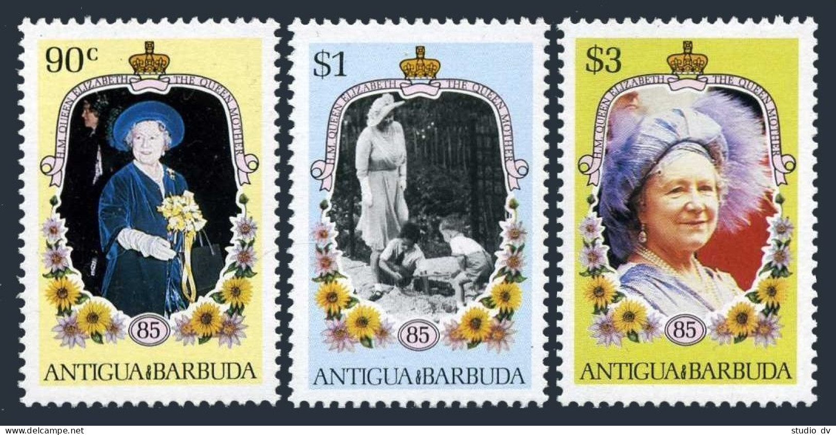 Antigua 866A-869A, MNH. Michel 873, 875, 878. Queen Mother Elizabeth-85, 1985. - Antigua Et Barbuda (1981-...)