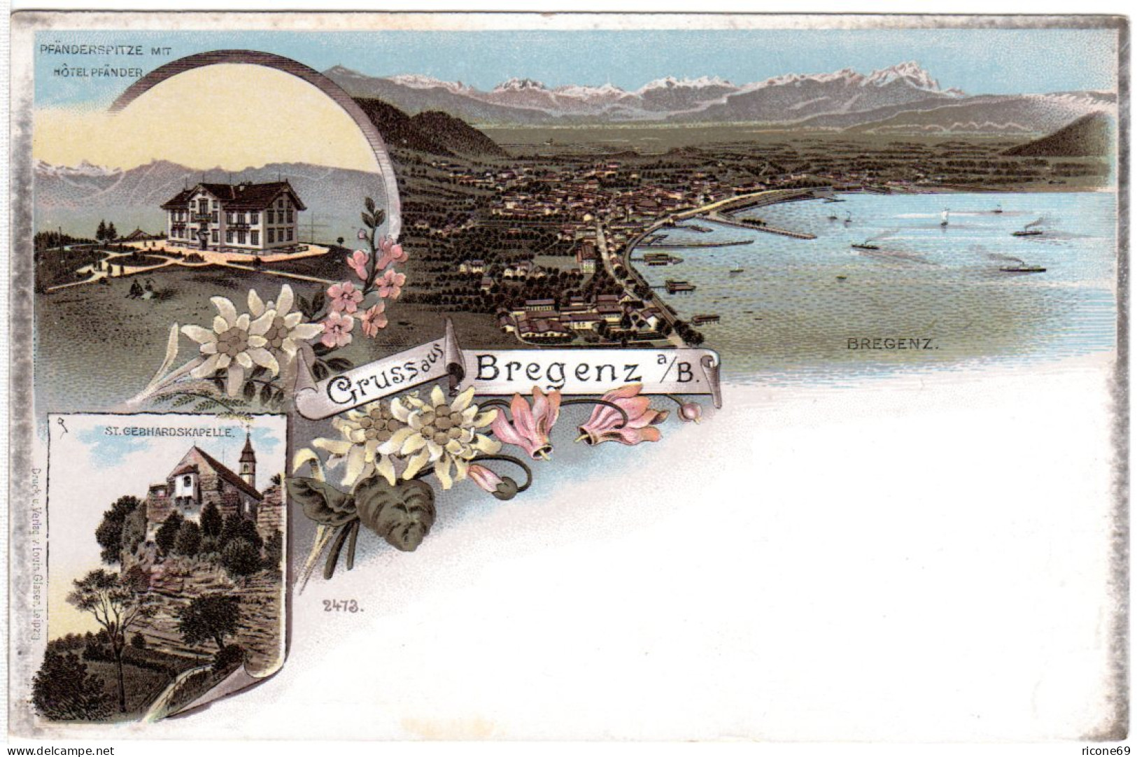 Österreich, Gruss Aus Bregenz, Ungebr. Litho-AK M. Hotel Pfänder - Autres & Non Classés