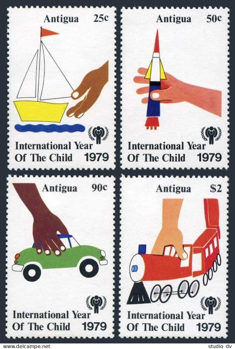 Antigua 537-540,541, MNH. Michel 538-541,542 Bl.42. IYC-1979, Children's Games. - Antigua Und Barbuda (1981-...)