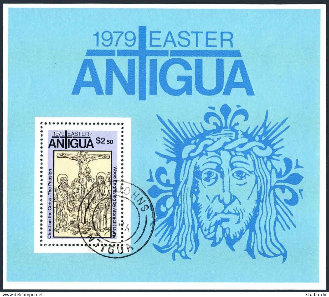 Antigua 536, CTO. Mi 537 Bl.41. Easter-1979. Wood Engraving By Albrecht Durer. - Antigua Und Barbuda (1981-...)