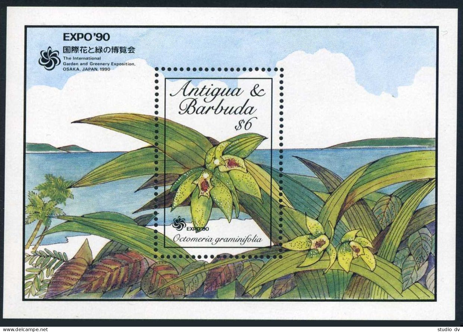 Antigua 1285-1292, 1293-1294, MNH. Mi 1330-1337, Bl.175-176. Orchids. EXPO-1990. - Antigua And Barbuda (1981-...)
