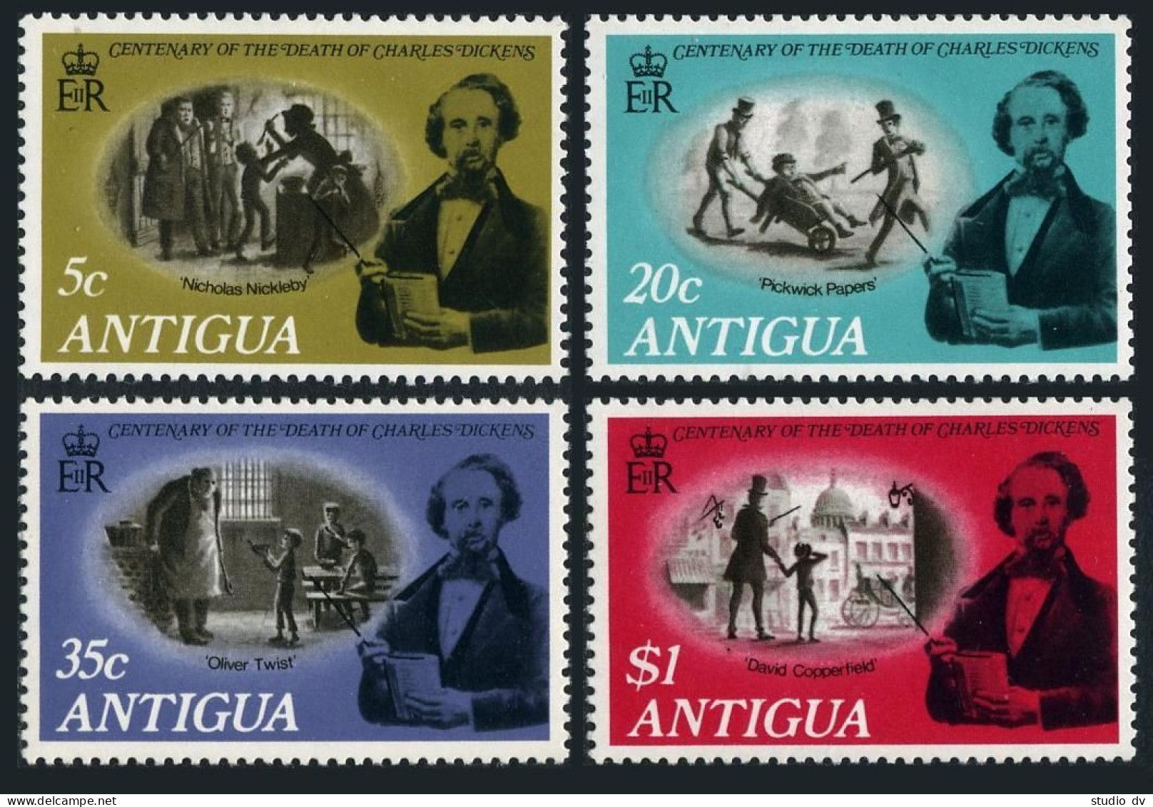 Antigua 237-240, MNH. Michel 226-229. Charles Dickens Centenary, 1970.   - Antigua Et Barbuda (1981-...)