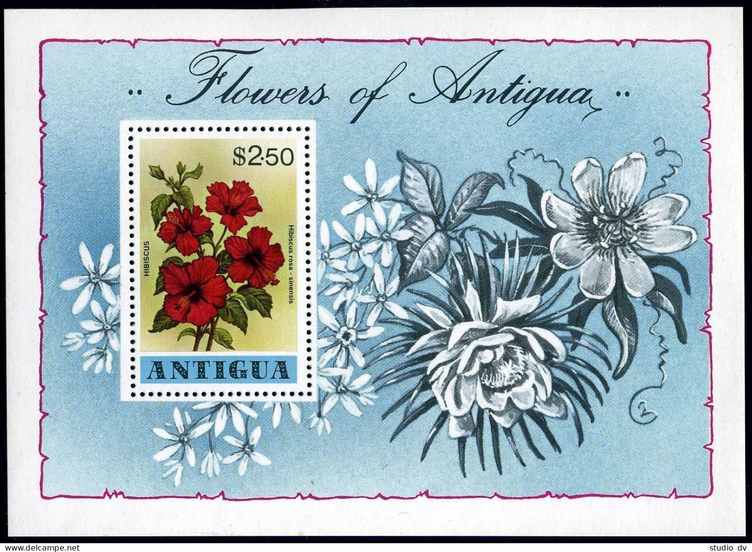 Antigua 519-522 Gutter Pairs, 523 Sheet, MNH. Mi 520-523, Bl.38. Flowers 1978. - Antigua Und Barbuda (1981-...)