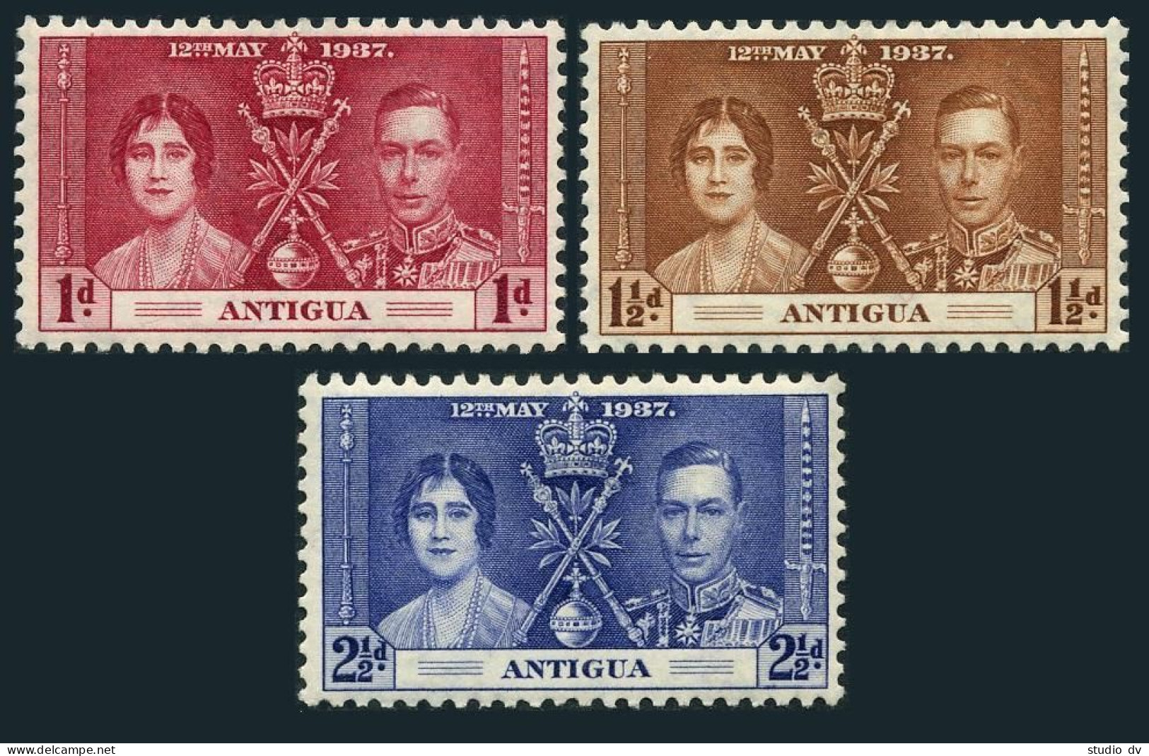 Antigua 81-83, Hinged. Michel 75-77. Coronation 1937: King George VI. - Antigua En Barbuda (1981-...)