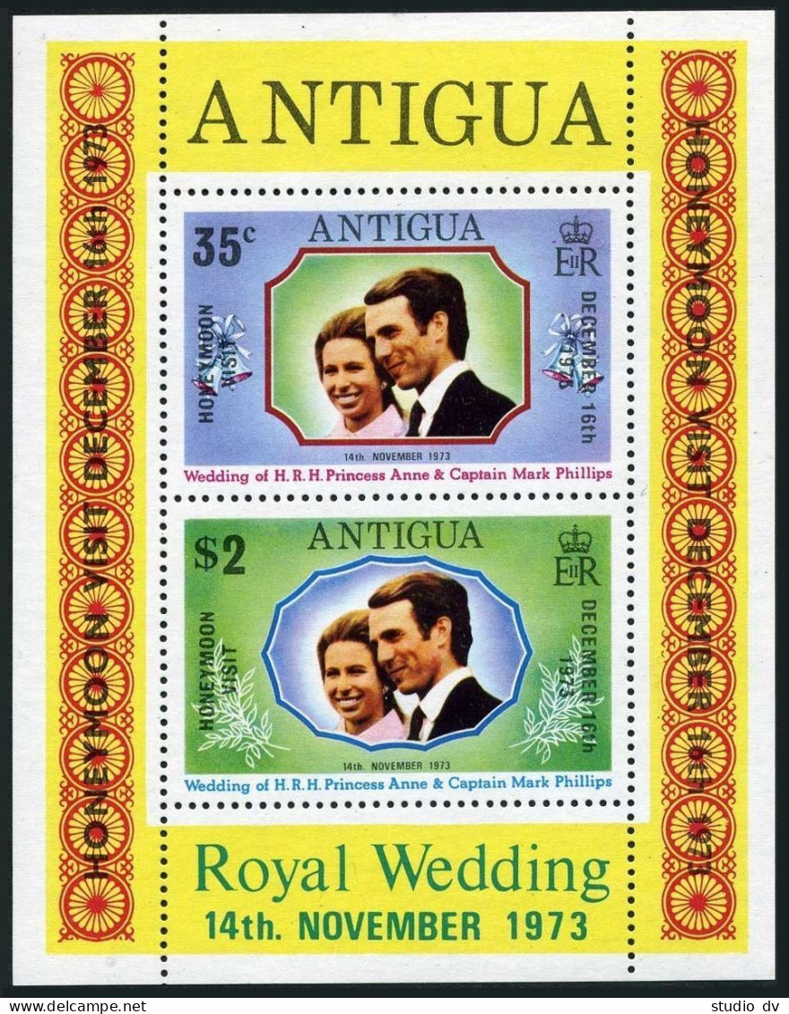 Antigua 323-324,324a, MNH. Michel 312-313,Bl.11. HONEYMOON VISIT. Anna-Phillips. - Antigua Et Barbuda (1981-...)